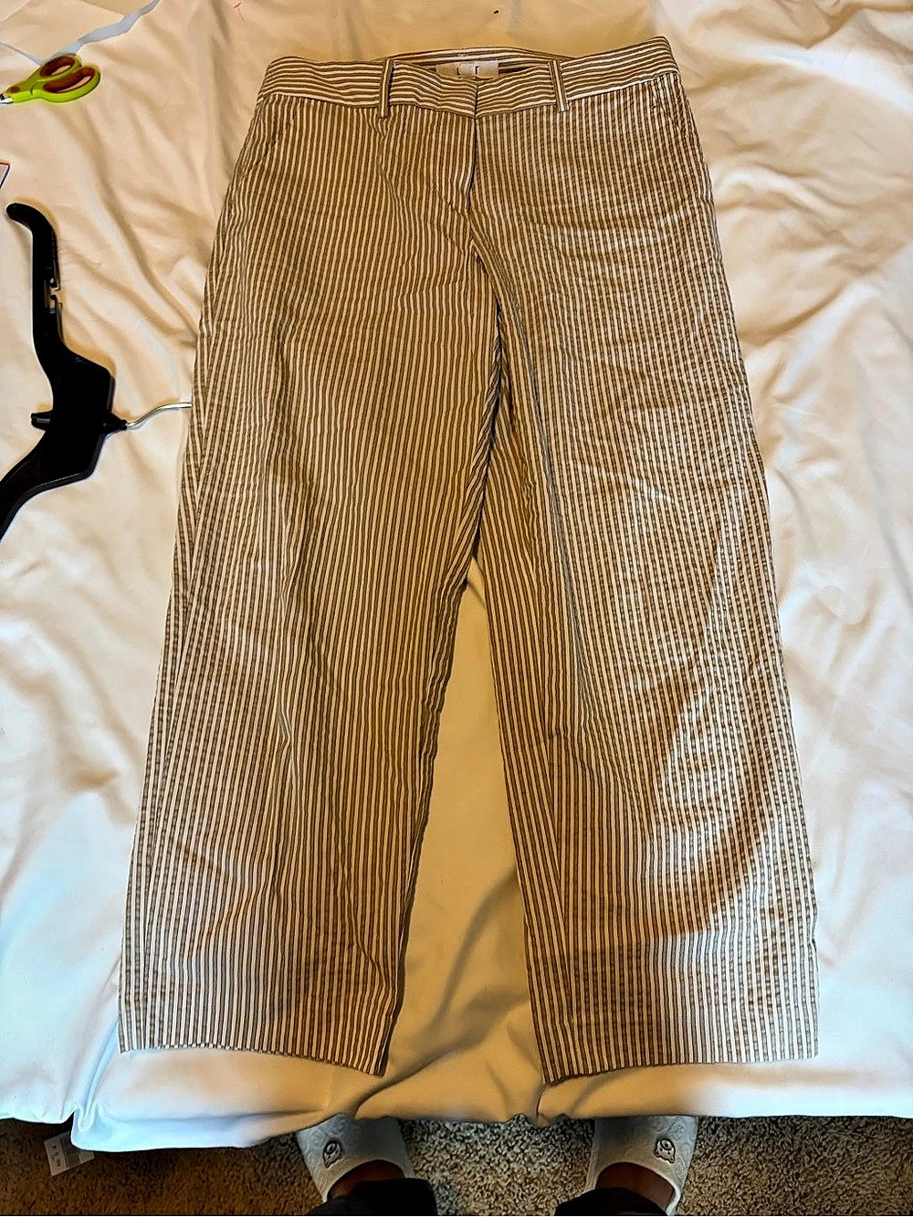LOFT The Riviera Slim Striped Straight Leg Pants Brown & White Size 4P